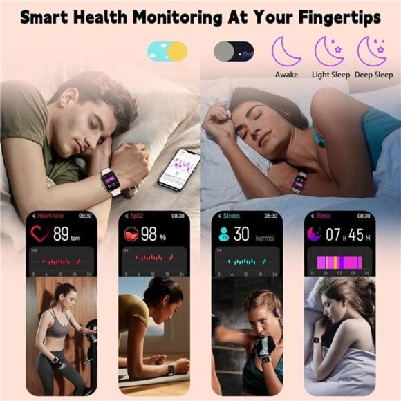 Smartwatch for women men bluetooth call heart rate sleep SpO2 waterproof fitness - Picture 4 of 7